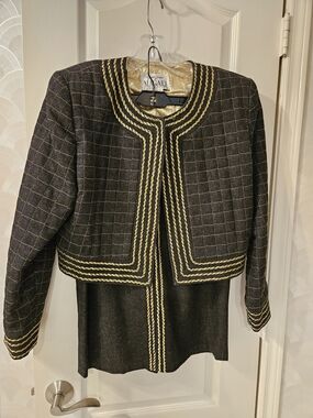 Bruno Magli Black & Gold Trim Two-Piece Skirt Set